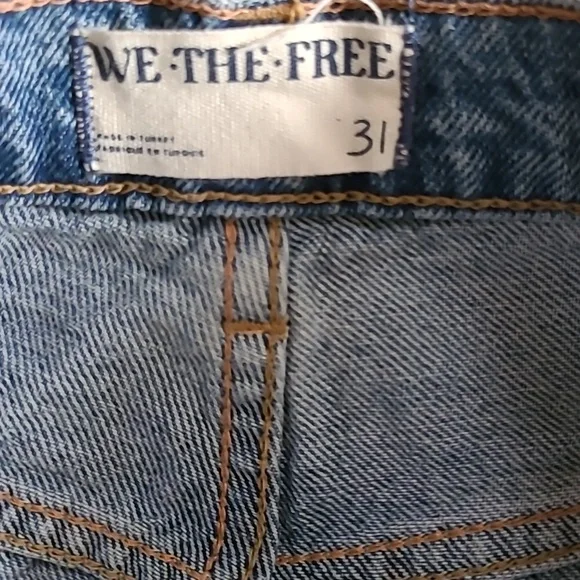 Free People Light Blue Embellished Wide Leg Jeans - Picture 4 of 6